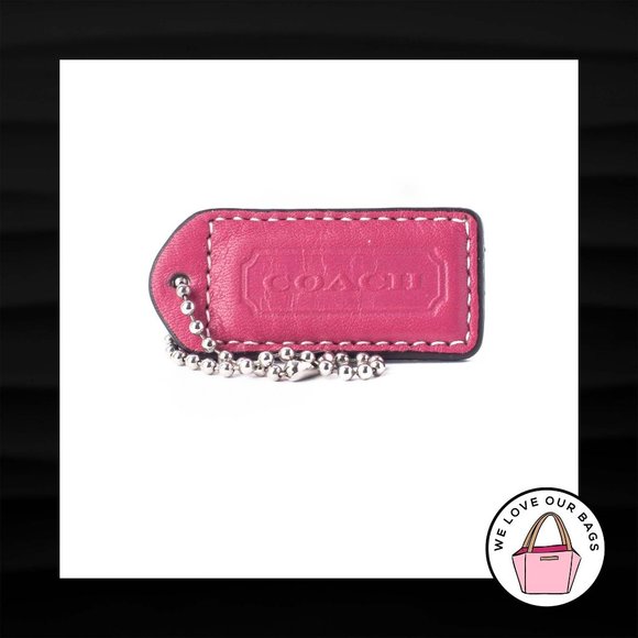 2" Medium COACH PINK TAN LEATHER KEY FOB BAG CHARM KEYCHAIN HANGTAG TAG - Picture 1 of 2